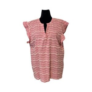 NWOT Elegant Red Wave-Patterned Blouse